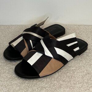 Via Spiga | Halina Striped Satin Slide Sandals